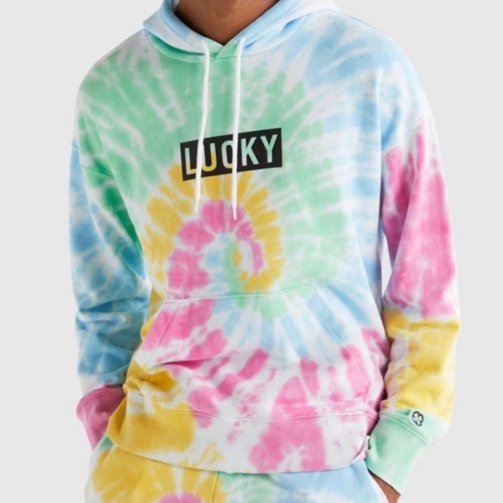 Lucky Brand Hoodie Pastel Tie Dye Shorts Set